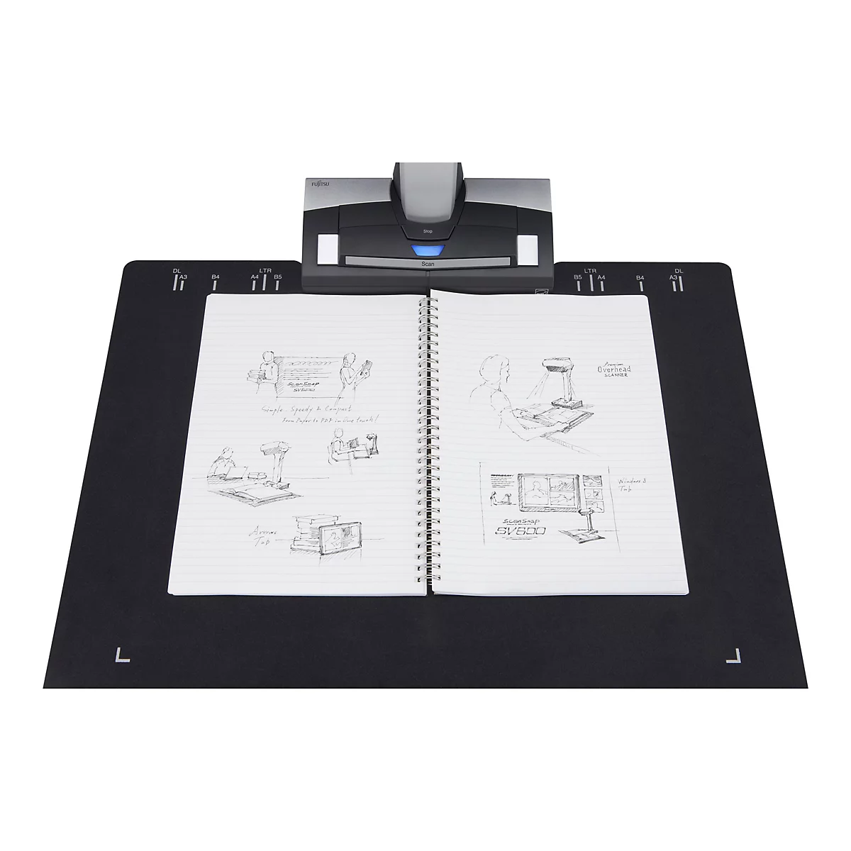 Fujitsu ScanSnap SV600 - Overhead-Scanner - CCD - 432 x 300 mm - 285 dpi x 283 dpi - USB 2.0