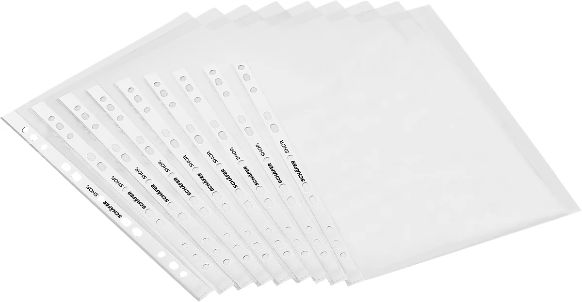 Funda para folletos Schäfer Shop Select Estándar, DIN A4, parte superior abierta, 0,06 mm, 100 unidades, transparente, granulada