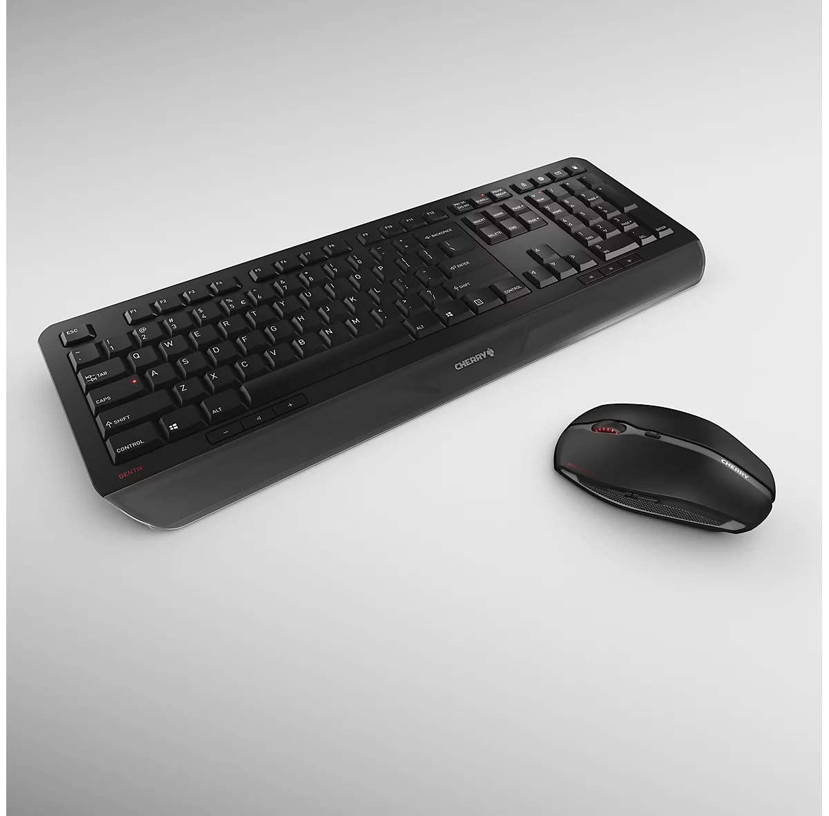 Funktastatur mit Maus CHERRY GENTIX DESKTOP, ergonomisch, QWERTZ-Tastatur, Maus mit 6 Tasten & Scrollrad, 1000/2000 dpi, bis 10 m, USB-Empfänger