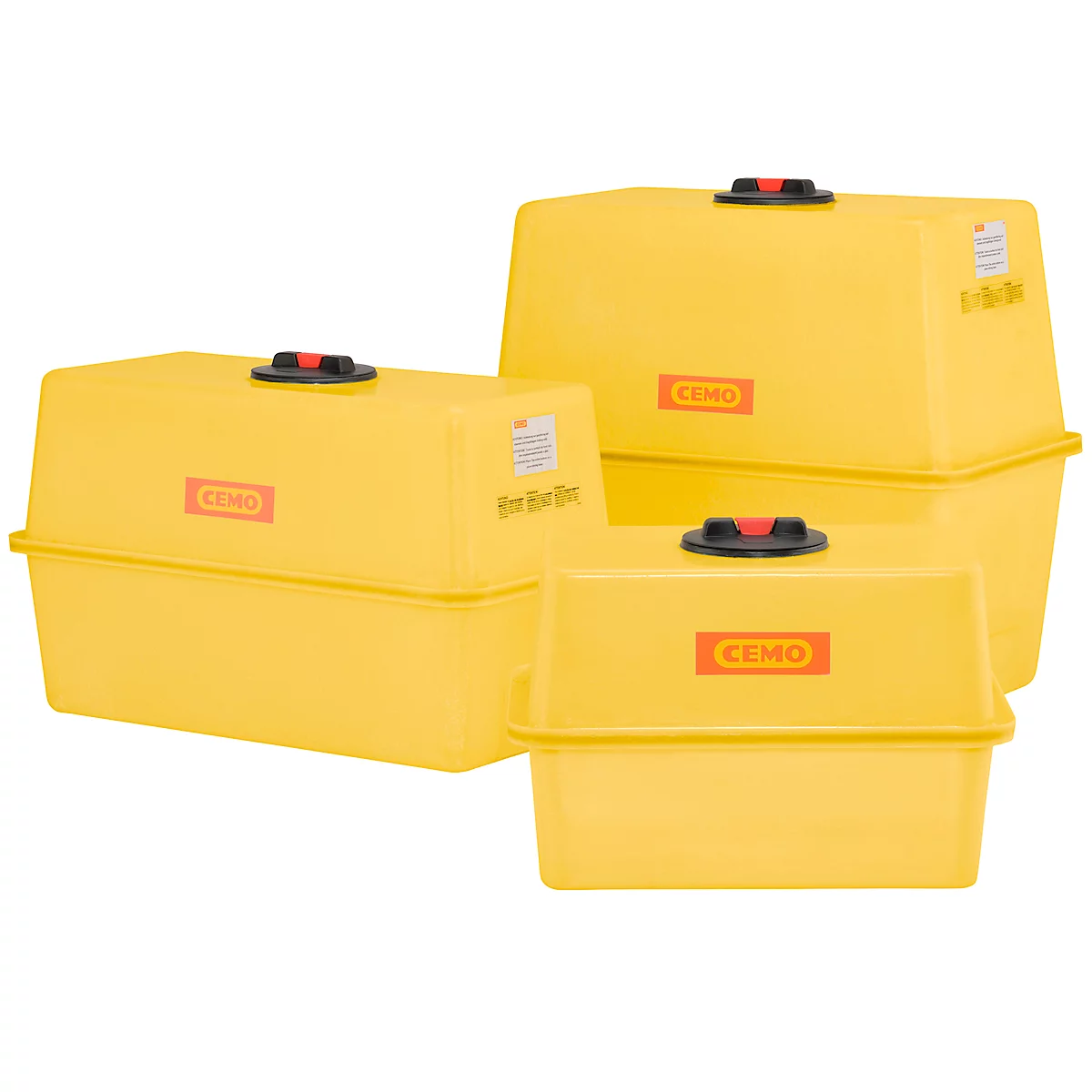 Fût en PRV, en forme de boîte, en plastique renforcé de fibres de verre, dôme avec couvercle à vis ø 190 mm, jaune, L 620 x P 1220 x H 720 mm, 400 l