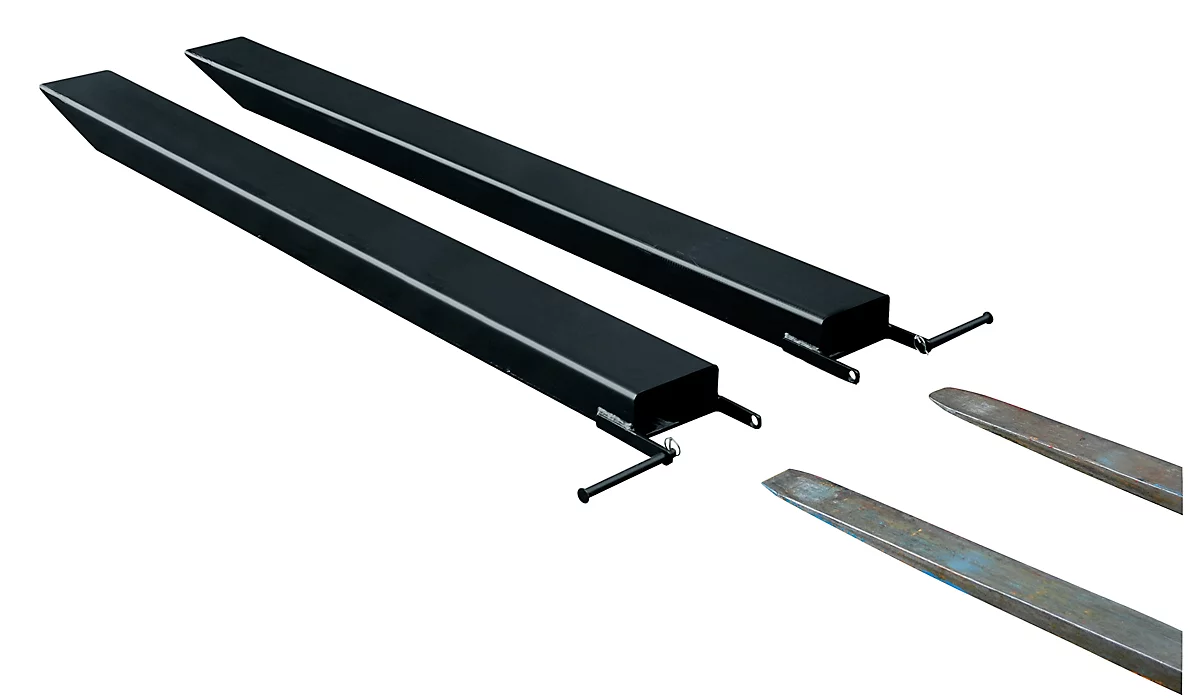 Gabelverlängerung für Flurförderzeuge, offene Ausführung, L 2000 x B 100 x 50 mm, schwarz