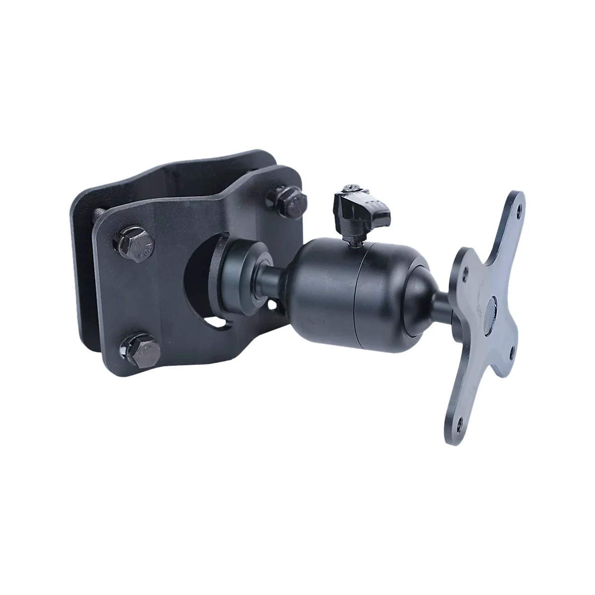 Support noir avec rotule et vis. Pour moniteurs, pour la fixation sur un support.