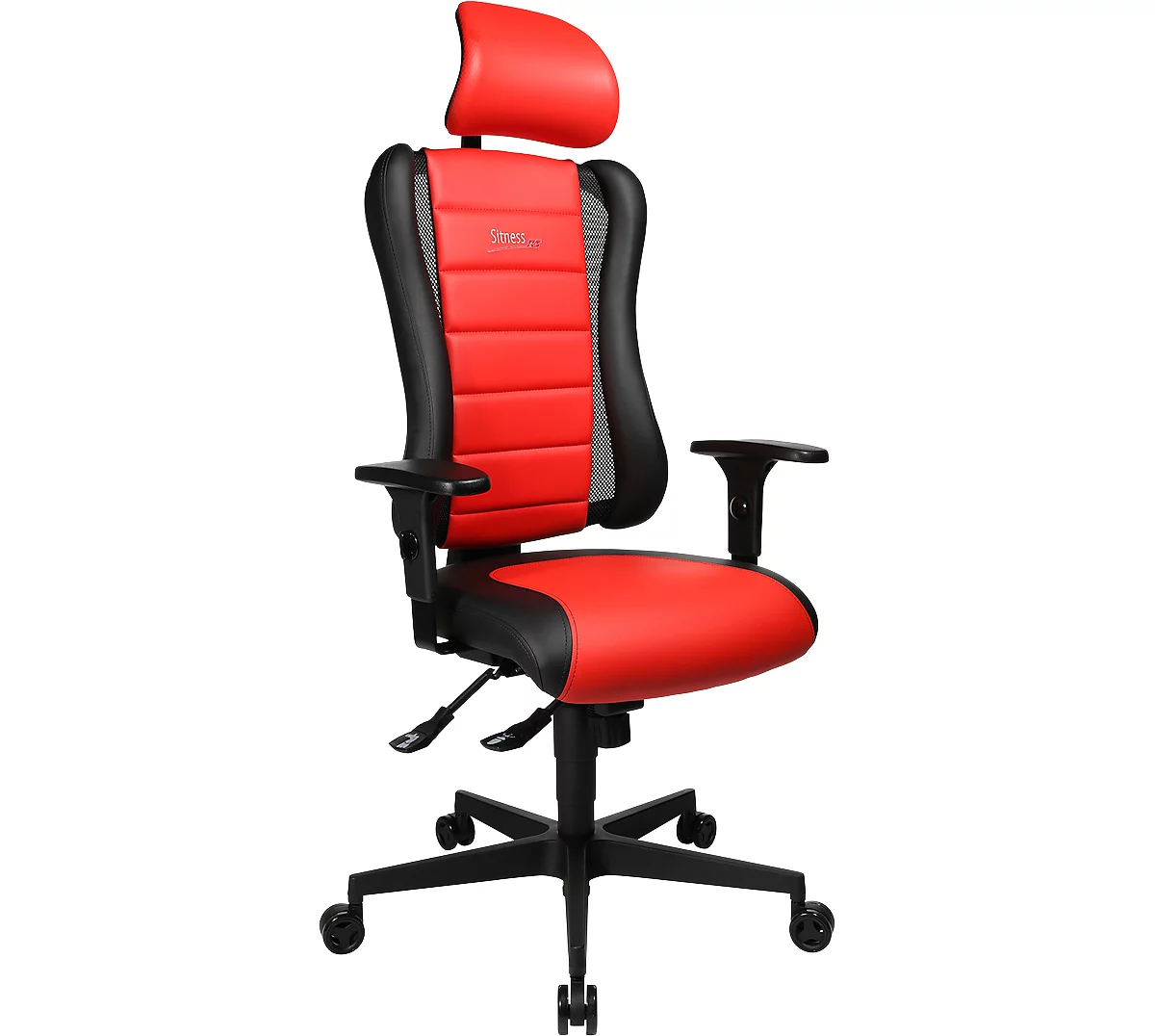 Gaming Stuhl SITNESS RS, 3D-Sitzfläche, Synchronmechanik, Sitzzeit 8 Std., schwarz/rot