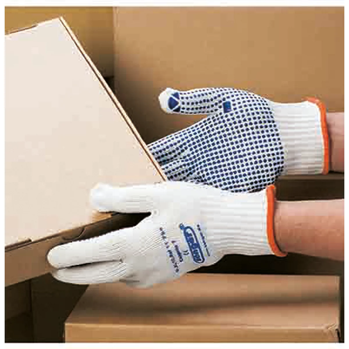 Gants tricotés en coton Cappella 7, tricoté sans couture, picots en vinyle, 12 paires, taille L