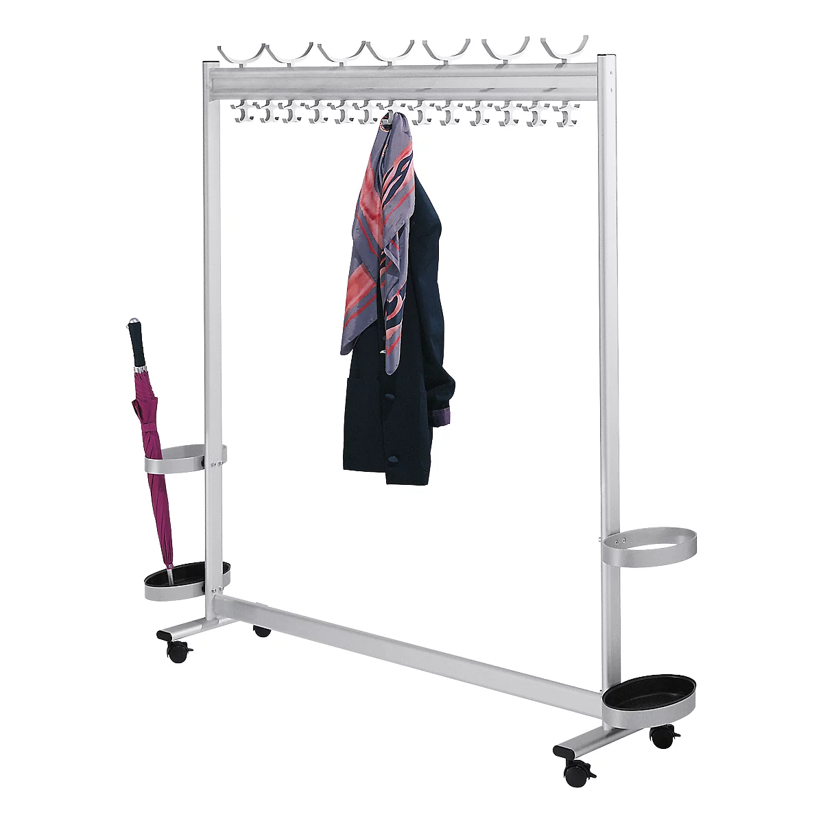 Garderobe multiline, B 1400,14 Hut-/52 Mantelhaken