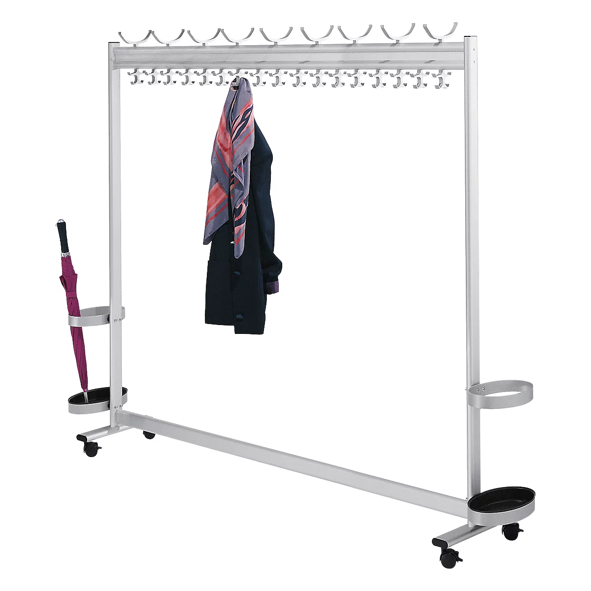 Garderobe multiline, B 1800, 18 Hut-/68 Mantelhaken