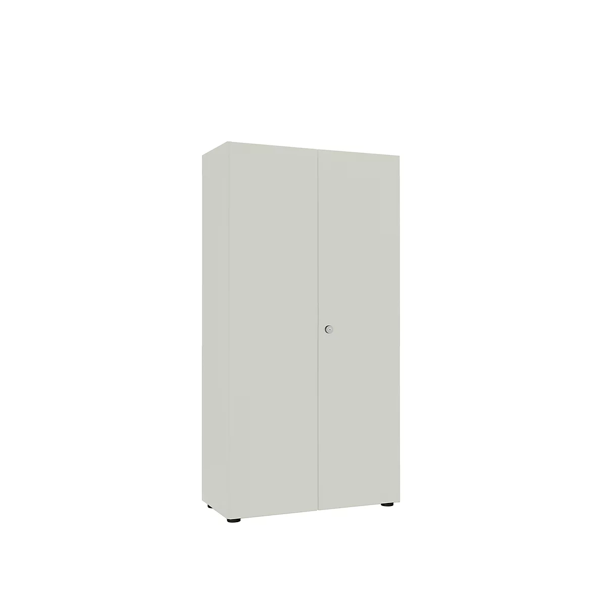 Garderobekast, 5 OH, 4 legborden, tussenschot en kledingstang, afsluitbaar, zonder akoestisch front, B 800 x D 450 x H 1930 mm, spaanplaat, l.grijs