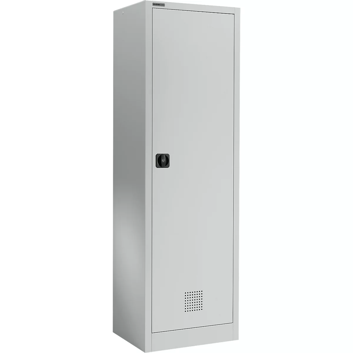Garderobekast - B 600 x D 500 x H 1935 mm - cilinderslot - blank alu en lichtgrijs - ons merk Schäfer Shop Select