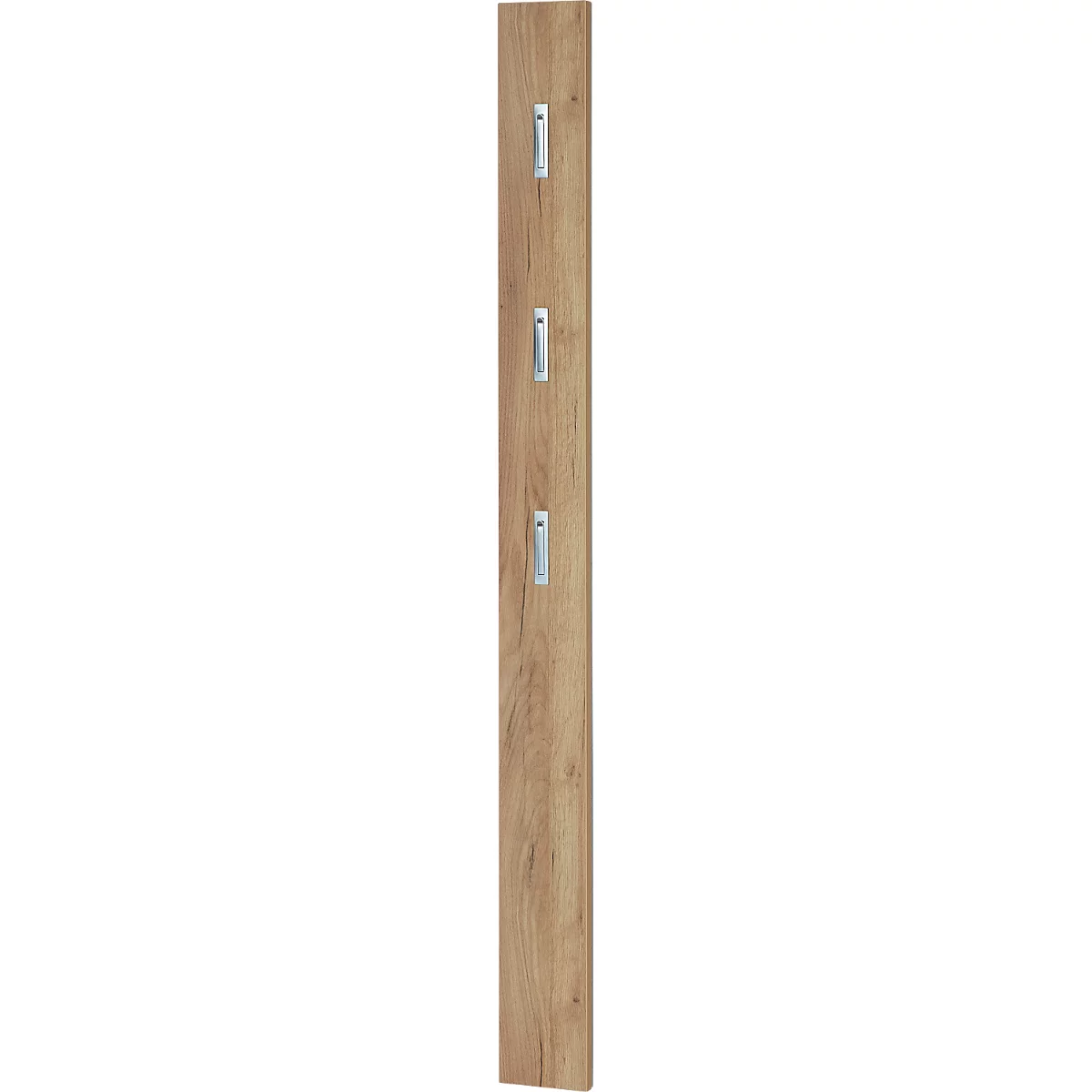 Garderobenpaneel 3348, MDF melaminharzbeschichtet, 3 ausklappbare Haken, ca. B 150 x T 30 x H 1700 mm, Navarra-Eiche