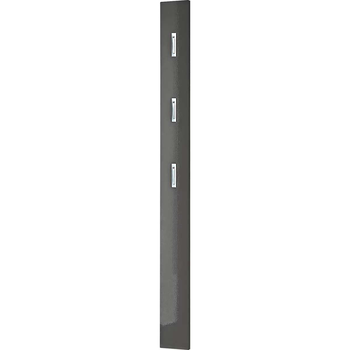 Garderobenpaneel Susanna, Wandmontage, 3 Klapphaken, bis 5 kg, B 150 x T 30 x H 1700 mm, MDF, graphit hochglanz