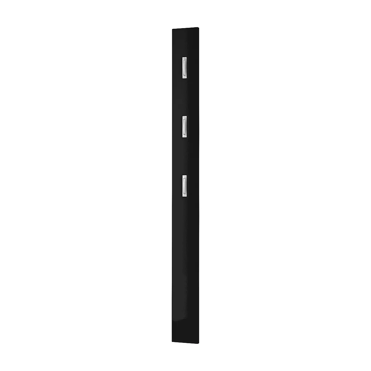 Garderobenpaneel Susanna, Wandmontage, 3 Klapphaken, bis 5 kg, B 150 x T 30 x H 1700 mm, MDF, schwarz