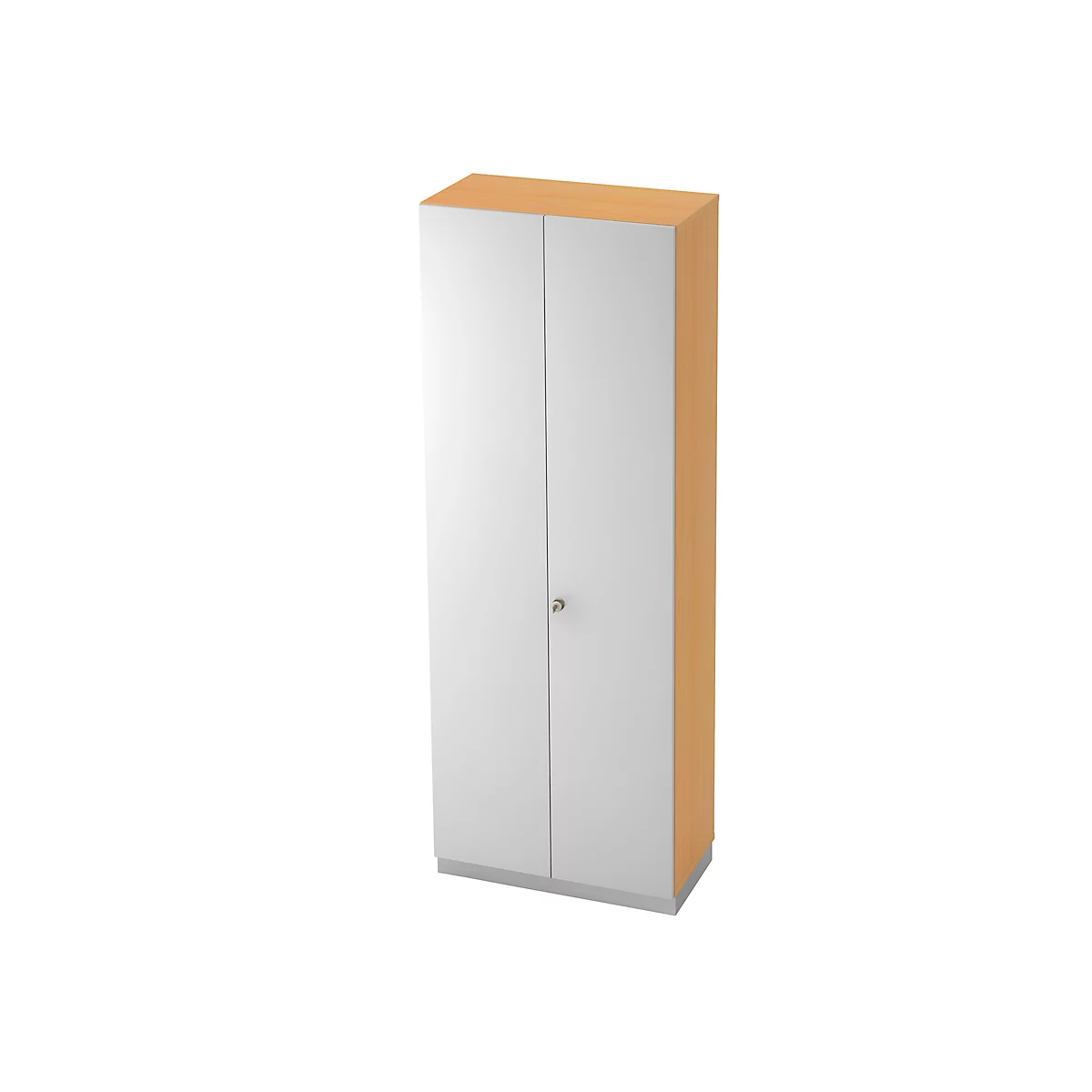 Garderobenschrank, 2 Ablagen, B 800 x T 420 mm, Buche-Dekor/silber
