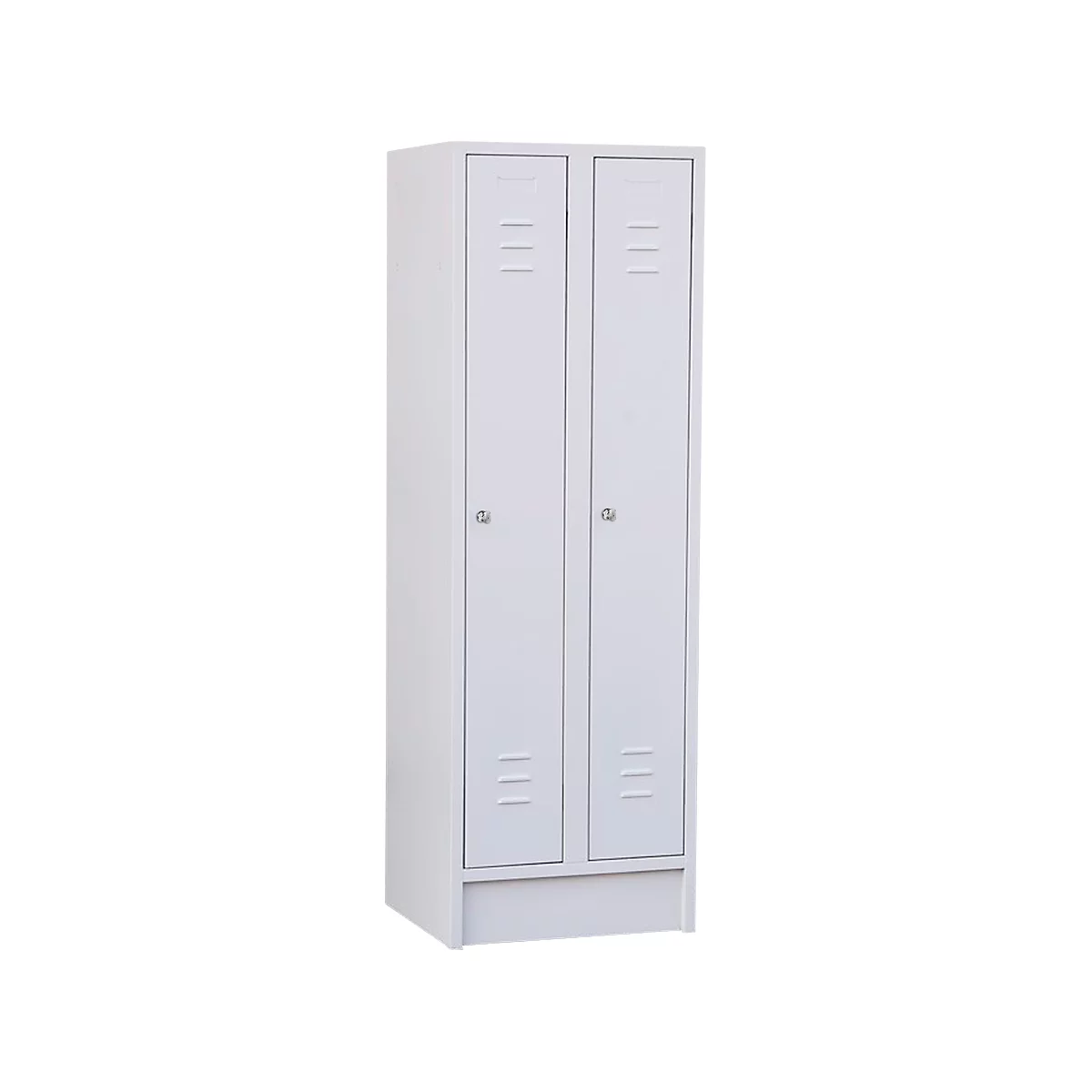 Garderobenschrank mit Sockel, 2 Abteile, Zylinderschloss