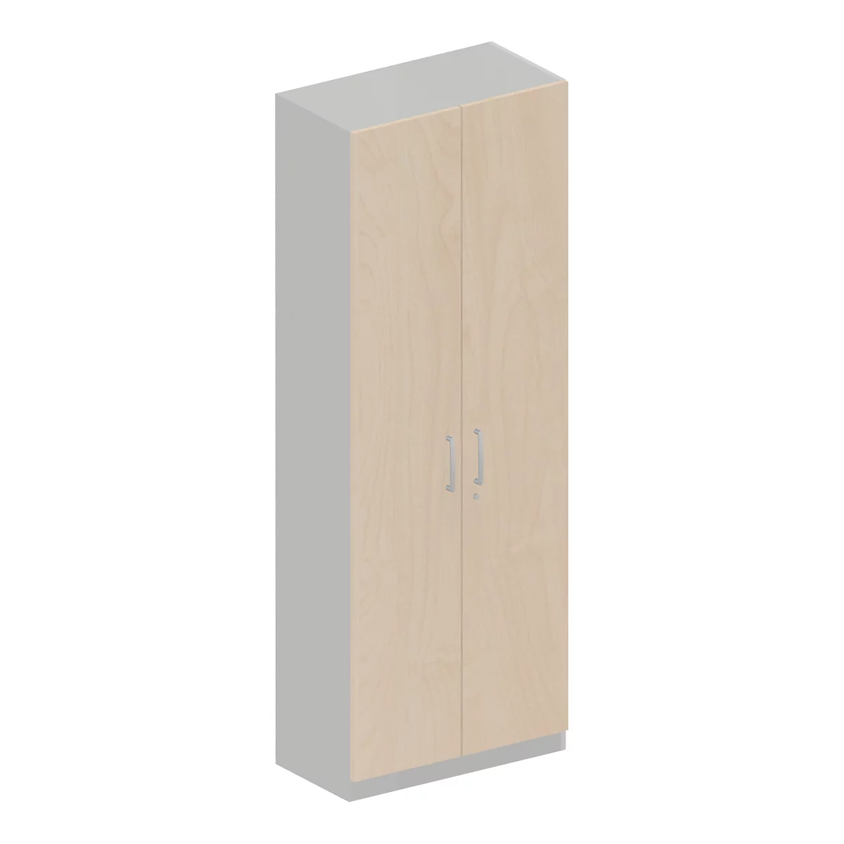 Garderobenschrank TETRIS SOLID, 5 Ordnerhöhen, 1 Fachboden, Kleiderstange, abschließbar, B 800 x T 412 x H 2143 mm, weißalu/Ahorn