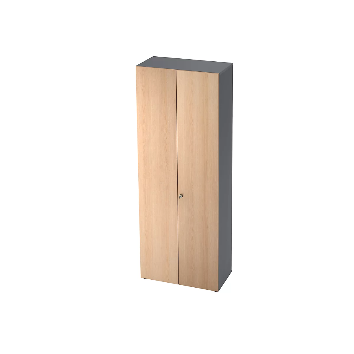 Garderobenschrank Topas Line, 6 Ordnerhöhen, abschließbar, B 800 x T 420 x H 2156 mm, graphit/Eiche-Dekor