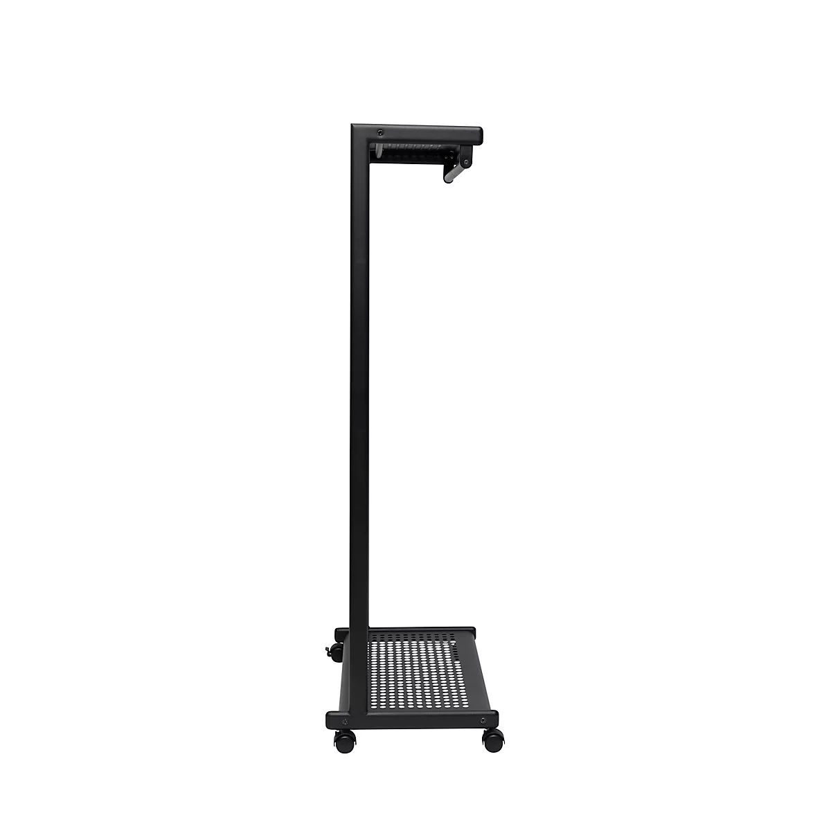 Garderobenständer MAULbolero, mit Rollen, Hut- & Schuhablage, B 780 x T 460 x H 1660 mm, Metall, schwarz
