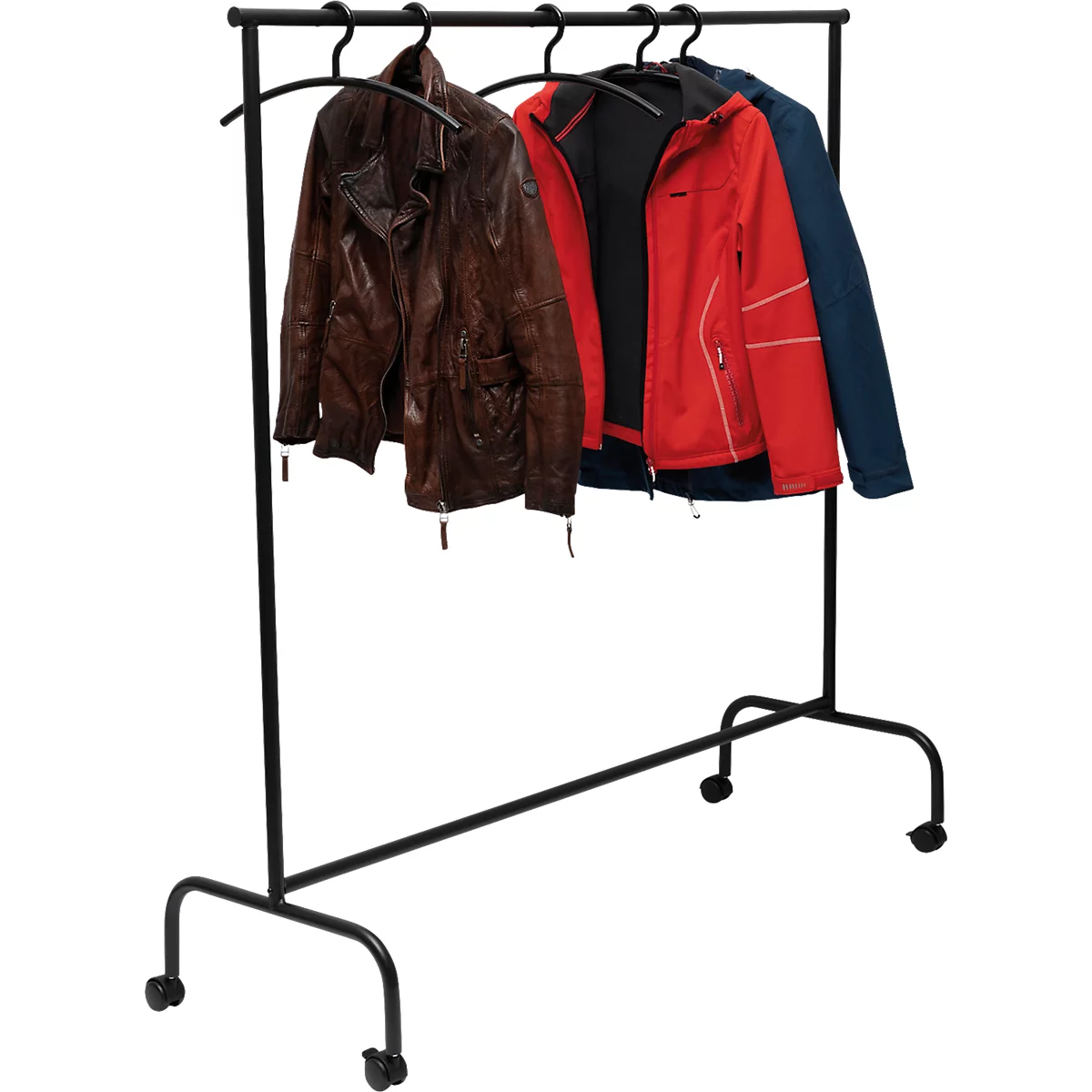 Garderobenständer MAULlimbo, mit Rollen, ausziehbare Seitenarme, B 1510 x T 500 x H 1560 mm, Metall, schwarz
