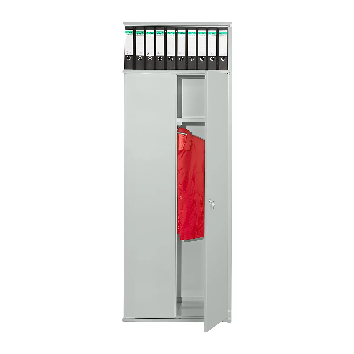Garderobenstange für Regalsystem Kerkmann PROGRESS 500 T, mit Hutablage, B 750 x T 400 mm, Stahl verzinkt