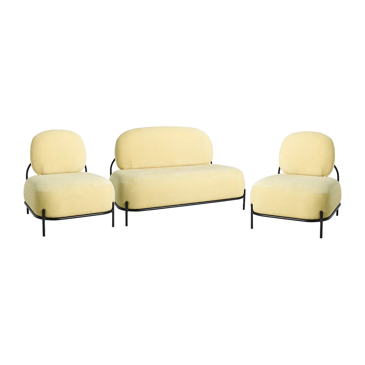 Garnitur ADMIRAL, 2 Sessel, 1 Sofa, 100 % Polyester, Stahlrohrgestell lackiert, safran