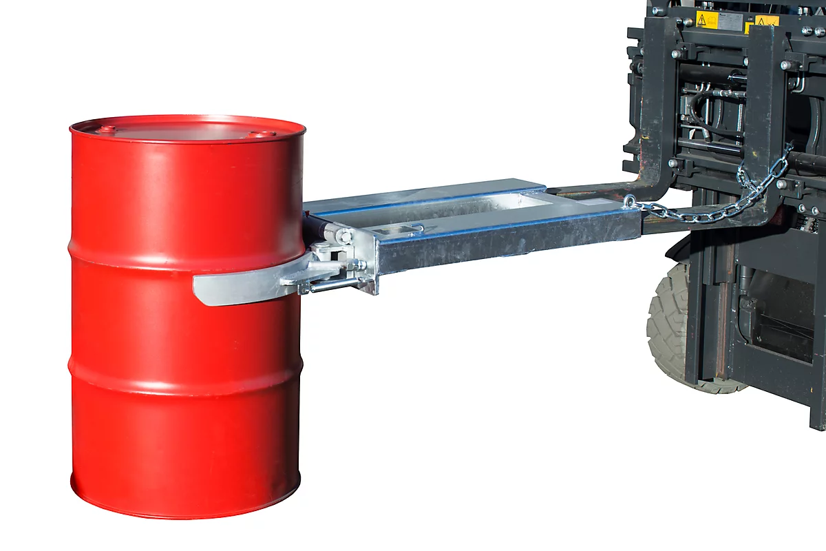 Garra para barriles BAUER FK-I, acero, capacidad de carga 500 kg, para barriles de 200 l, An 1285 x P 600 x Al 165 mm, galvanizado