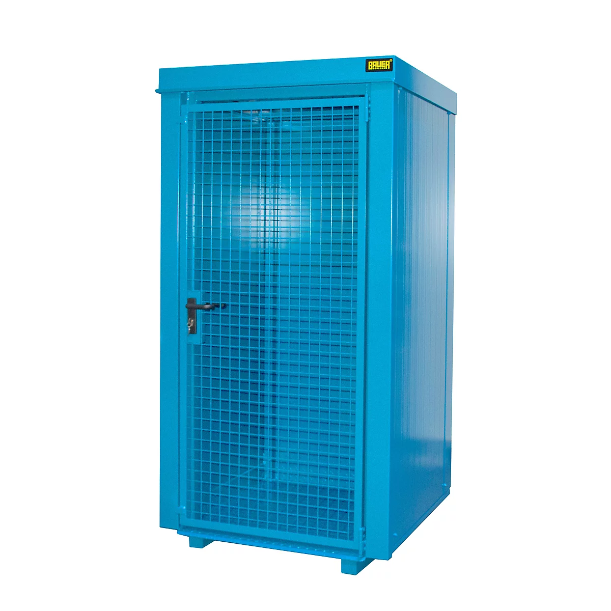 Gasflaschencontainer BAUER GFC-B M0, B 1090 x T1185 x H 2205, für 9 Gasflaschen, feuerbeständig, abschließbar, blau