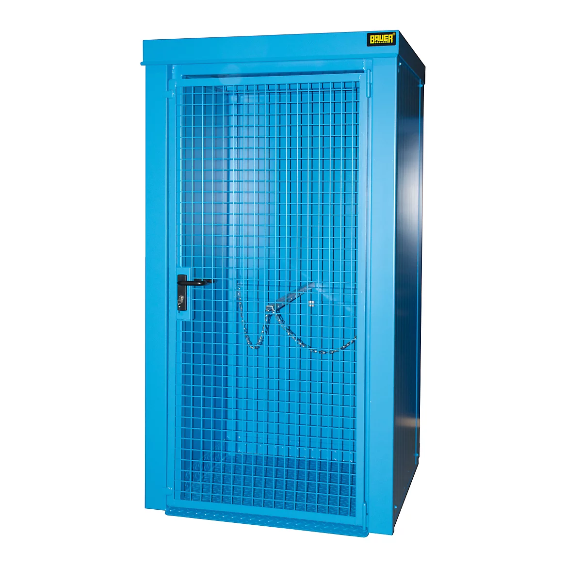 Gasflaschencontainer BAUER GFC-B M0, B 1090 x T1185 x H 2205, für 9 Gasflaschen, feuerbeständig, abschließbar, blau