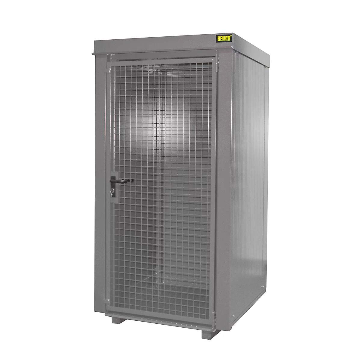 Gasflaschencontainer BAUER GFC-B M0, B 1090 x T1185 x H 2205, für 9 Gasflaschen, feuerbeständig, abschließbar, grau
