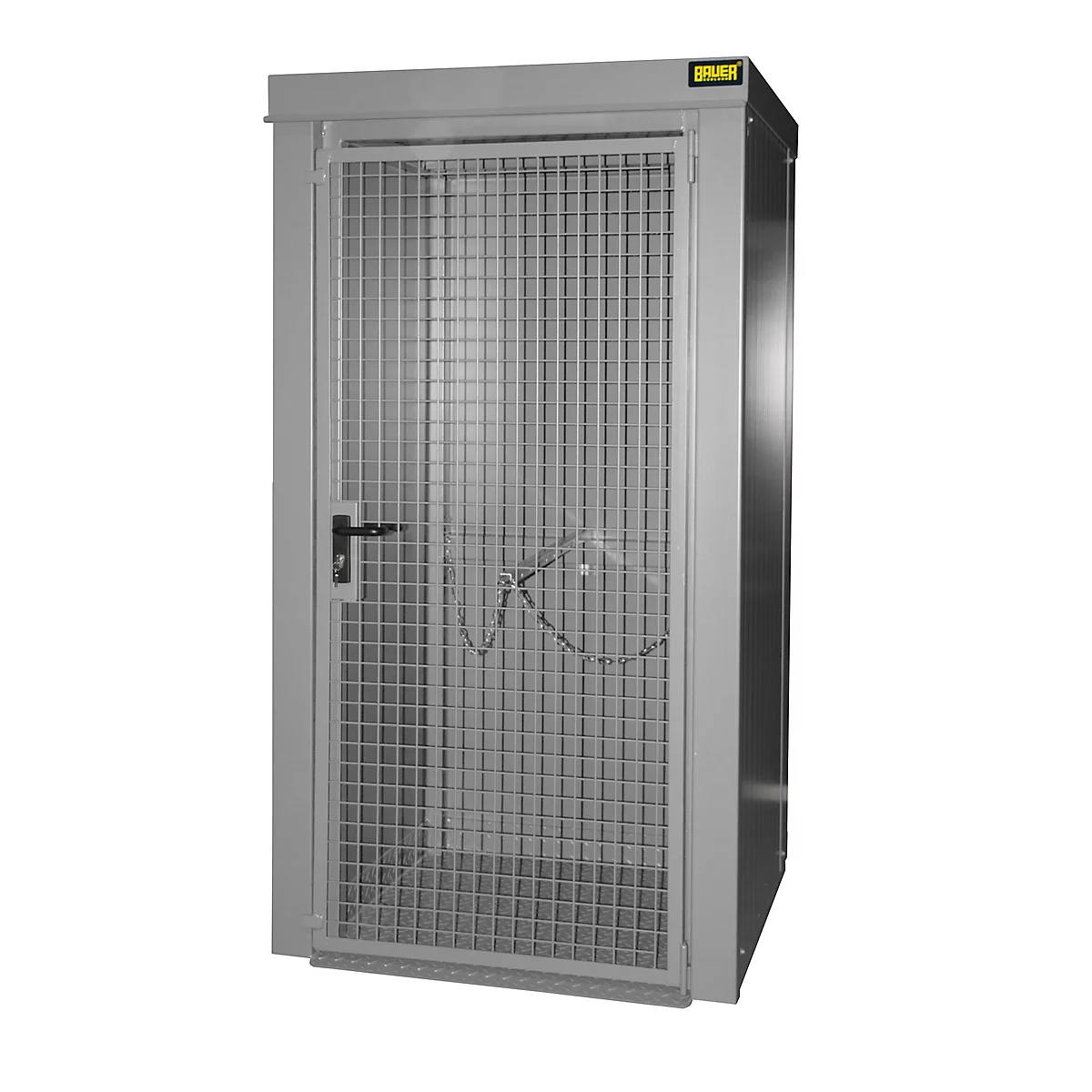 Gasflaschencontainer BAUER GFC-B M0, B 1090 x T1185 x H 2205, für 9 Gasflaschen, feuerbeständig, abschließbar, grau