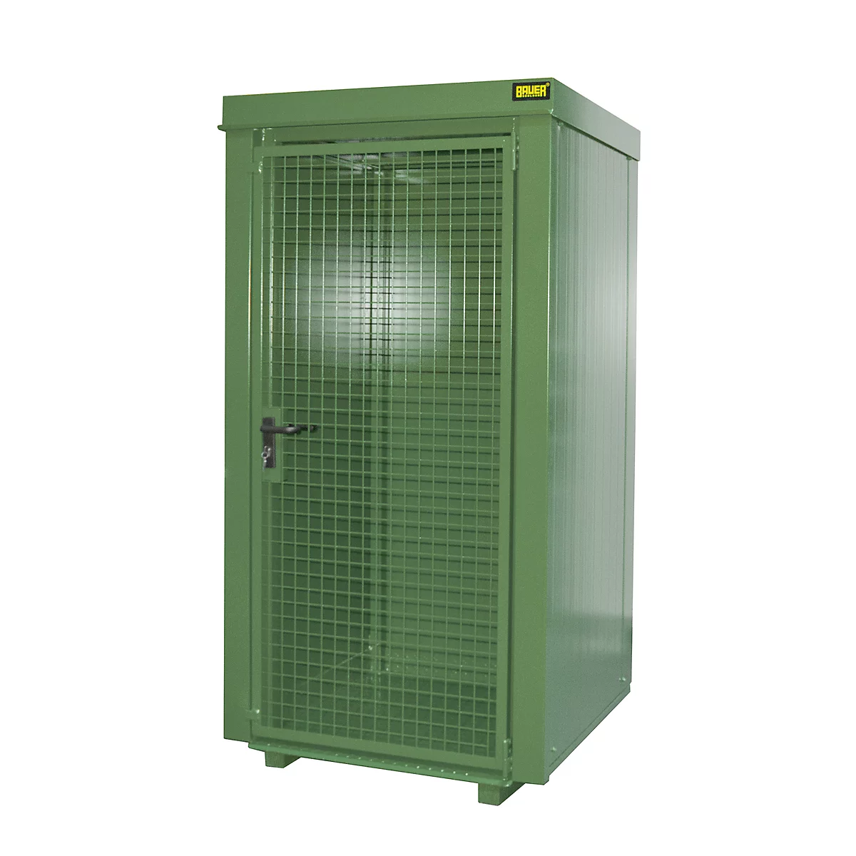 Gasflaschencontainer BAUER GFC-B M0, B 1090 x T1185 x H 2205, für 9 Gasflaschen, feuerbeständig, abschließbar, grün