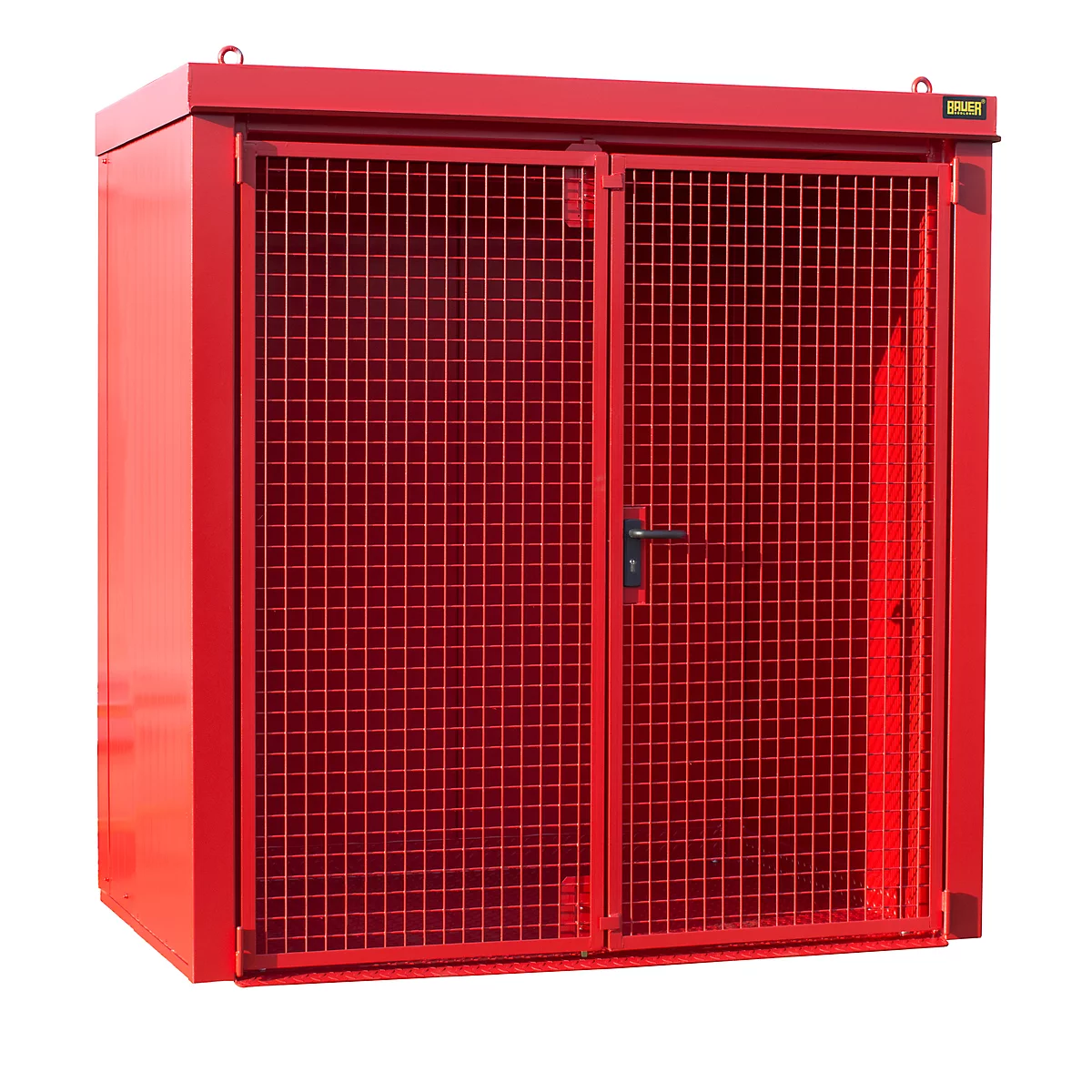 Gasflaschencontainer BAUER GFC-B M1, B 1175 x T 2120 x H 2265, für 28 Gasflaschen, feuerbeständig, abschließbar, rot