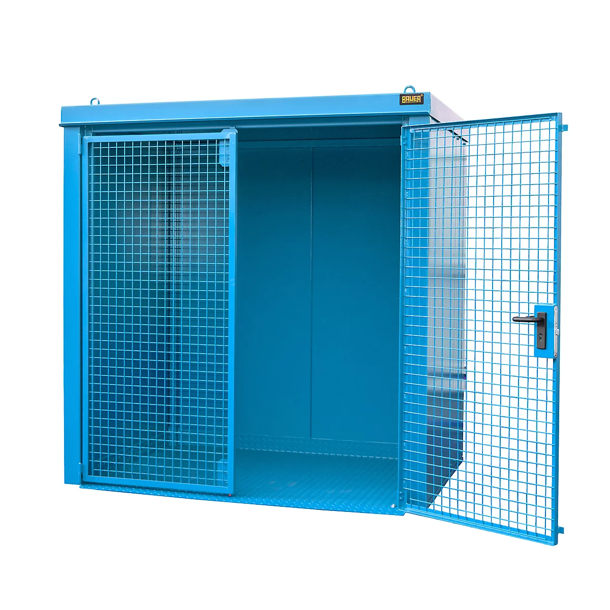 Gasflaschencontainer BAUER GFC-B M2, B 1570 x T 2125 x H 2265, für 35 Gasflaschen, feuerbeständig, abschließbar, blau