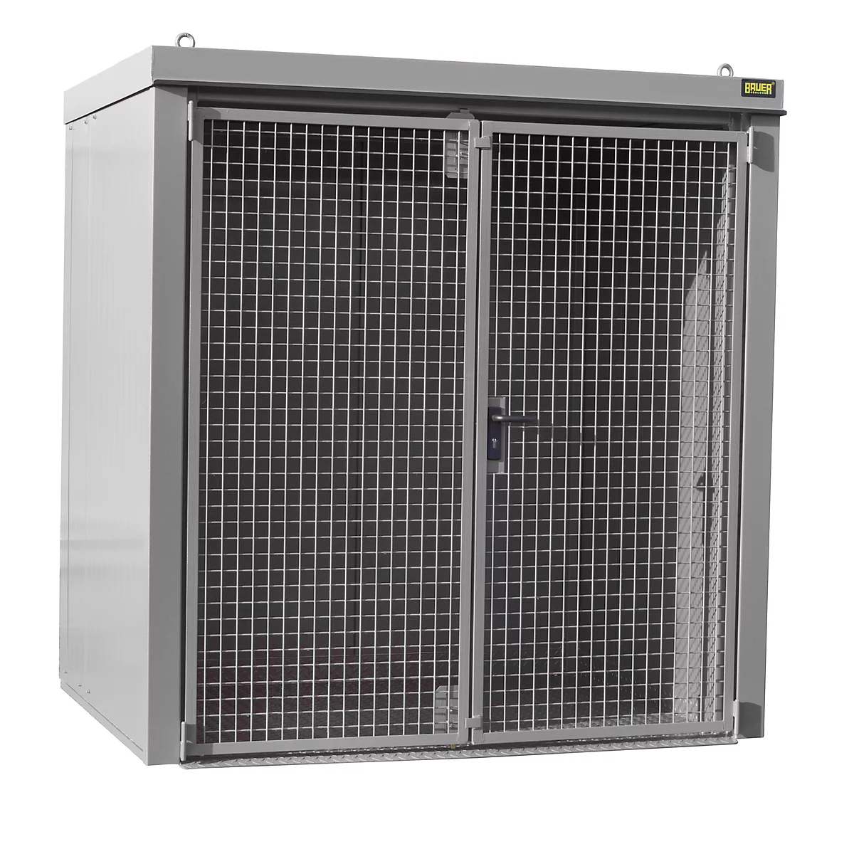 Gasflaschencontainer BAUER GFC-B M2, B 1570 x T 2125 x H 2265, für 35 Gasflaschen, feuerbeständig, abschließbar, grau