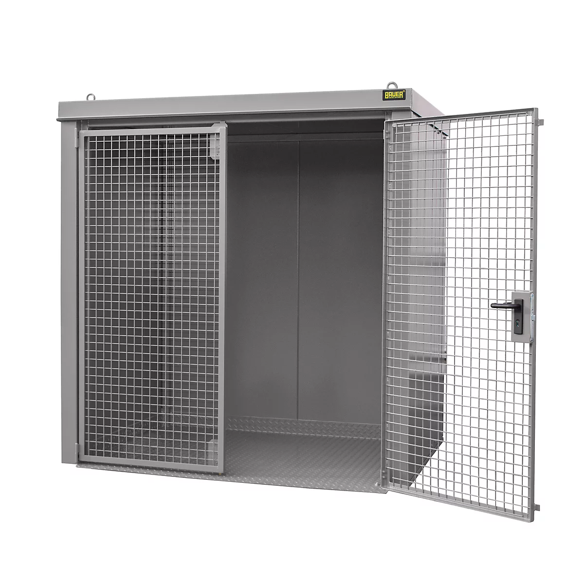 Gasflaschencontainer BAUER GFC-B M2, B 1570 x T 2125 x H 2265, für 35 Gasflaschen, feuerbeständig, abschließbar, grau