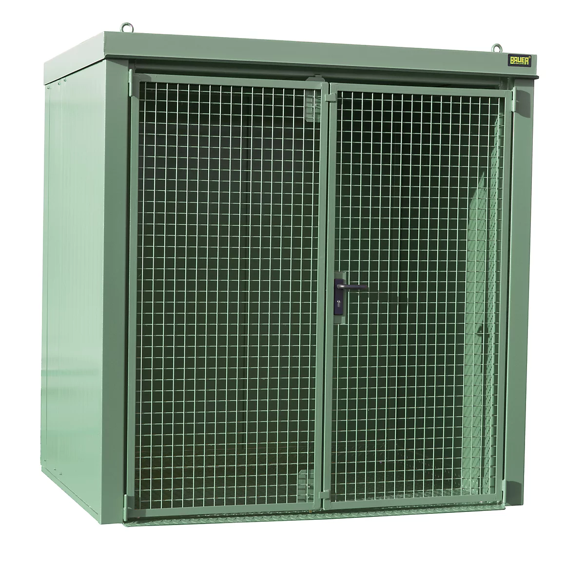 Gasflaschencontainer BAUER GFC-B M2, B 1570 x T 2125 x H 2265, für 35 Gasflaschen, feuerbeständig, abschließbar, grün