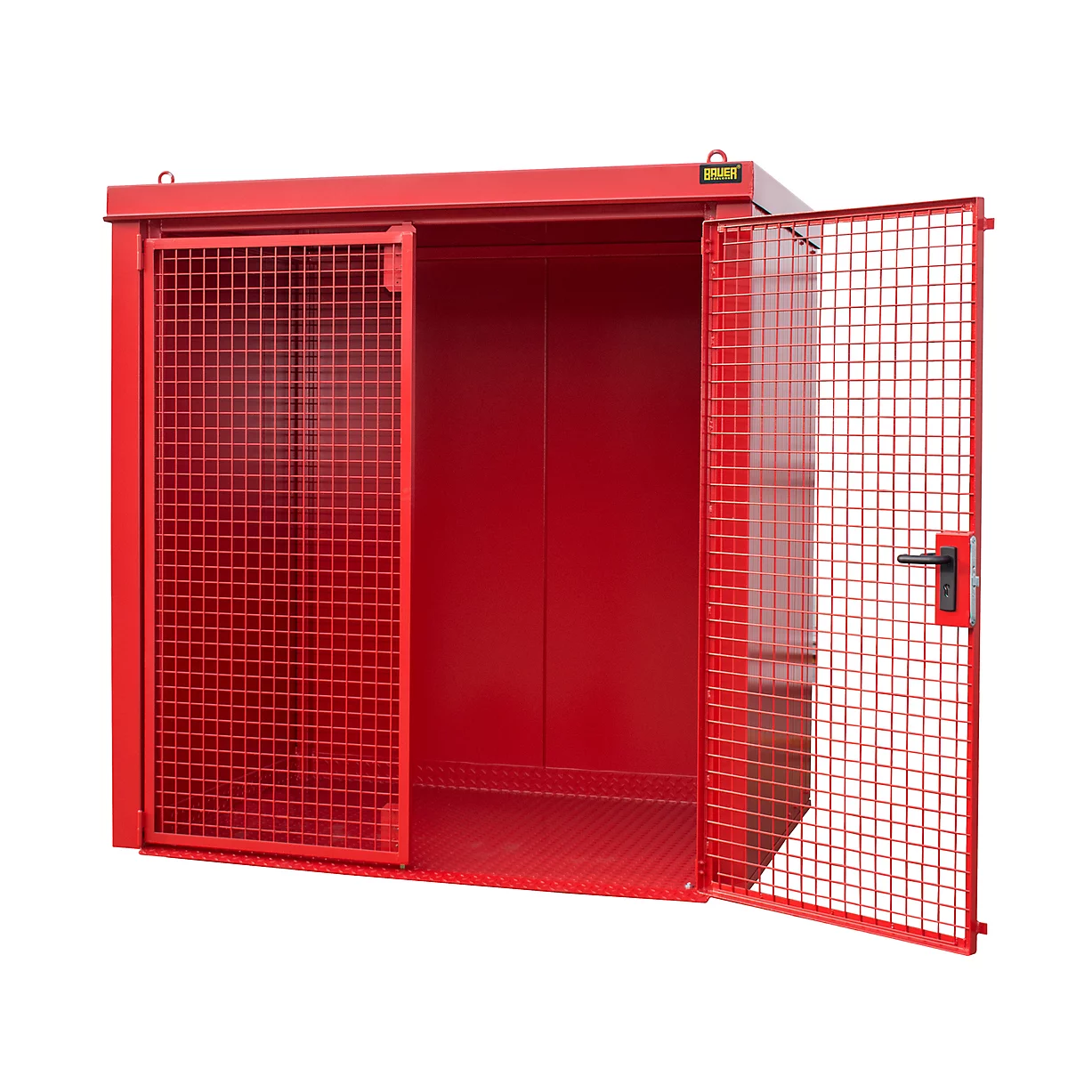 Gasflaschencontainer BAUER GFC-B M2, B 1570 x T 2125 x H 2265, für 35 Gasflaschen, feuerbeständig, abschließbar, rot