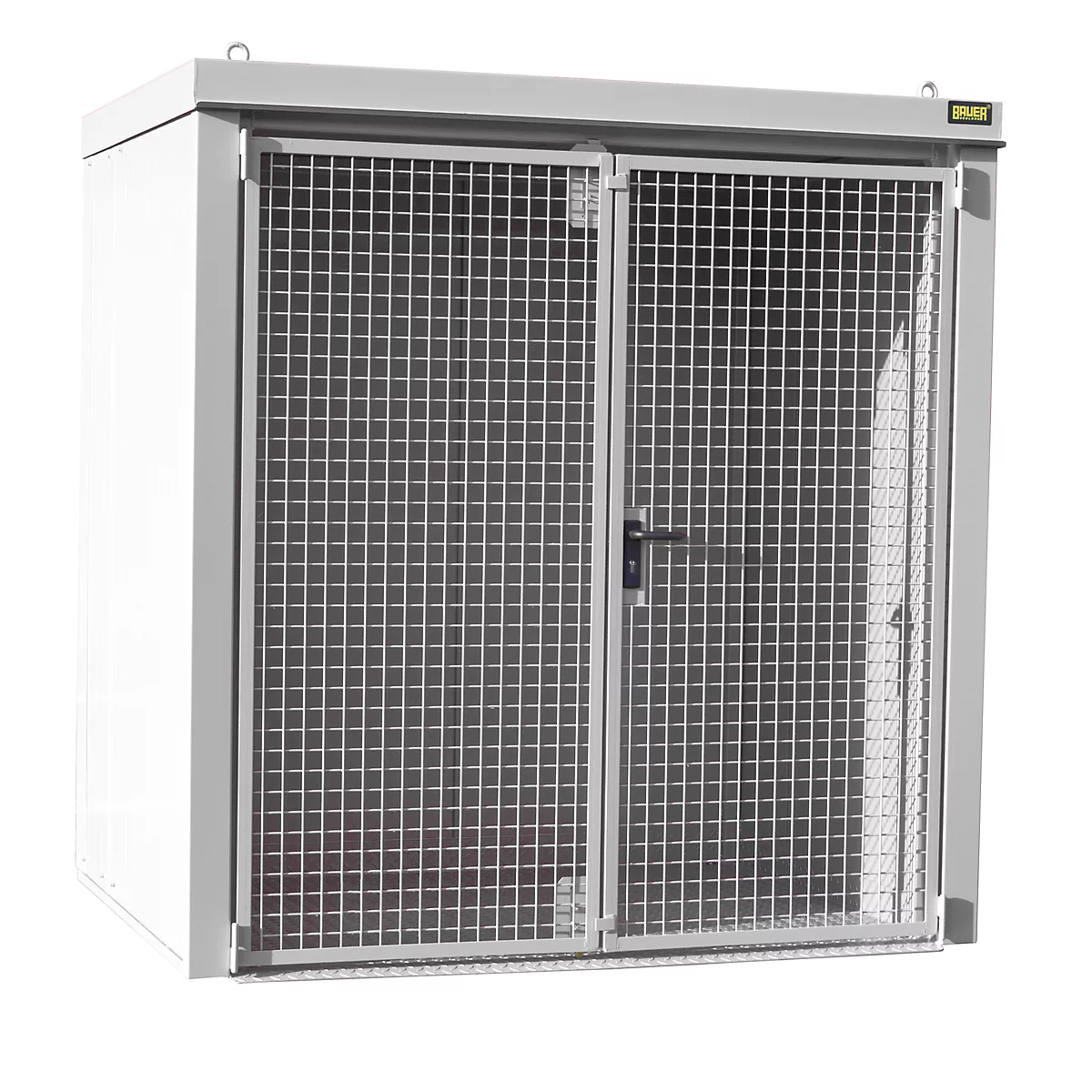 Gasflaschencontainer BAUER GFC-B M2, B 1570 x T 2125 x H 2265, für 35 Gasflaschen, feuerbeständig, abschließbar, weiß