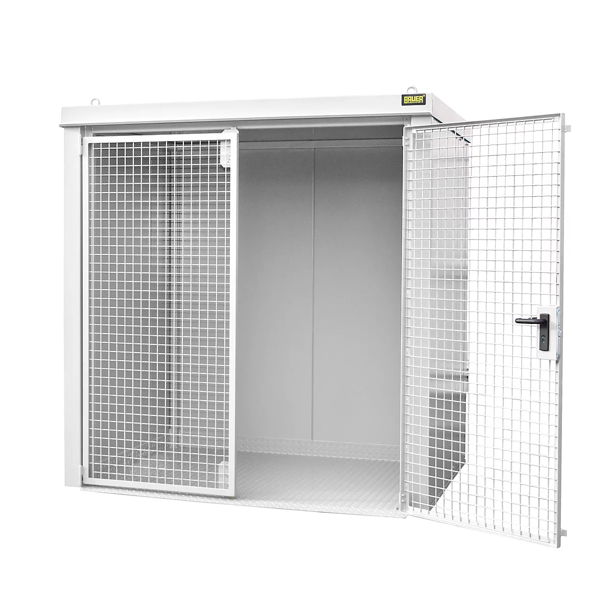Gasflaschencontainer BAUER GFC-B M2, B 1570 x T 2125 x H 2265, für 35 Gasflaschen, feuerbeständig, abschließbar, weiß