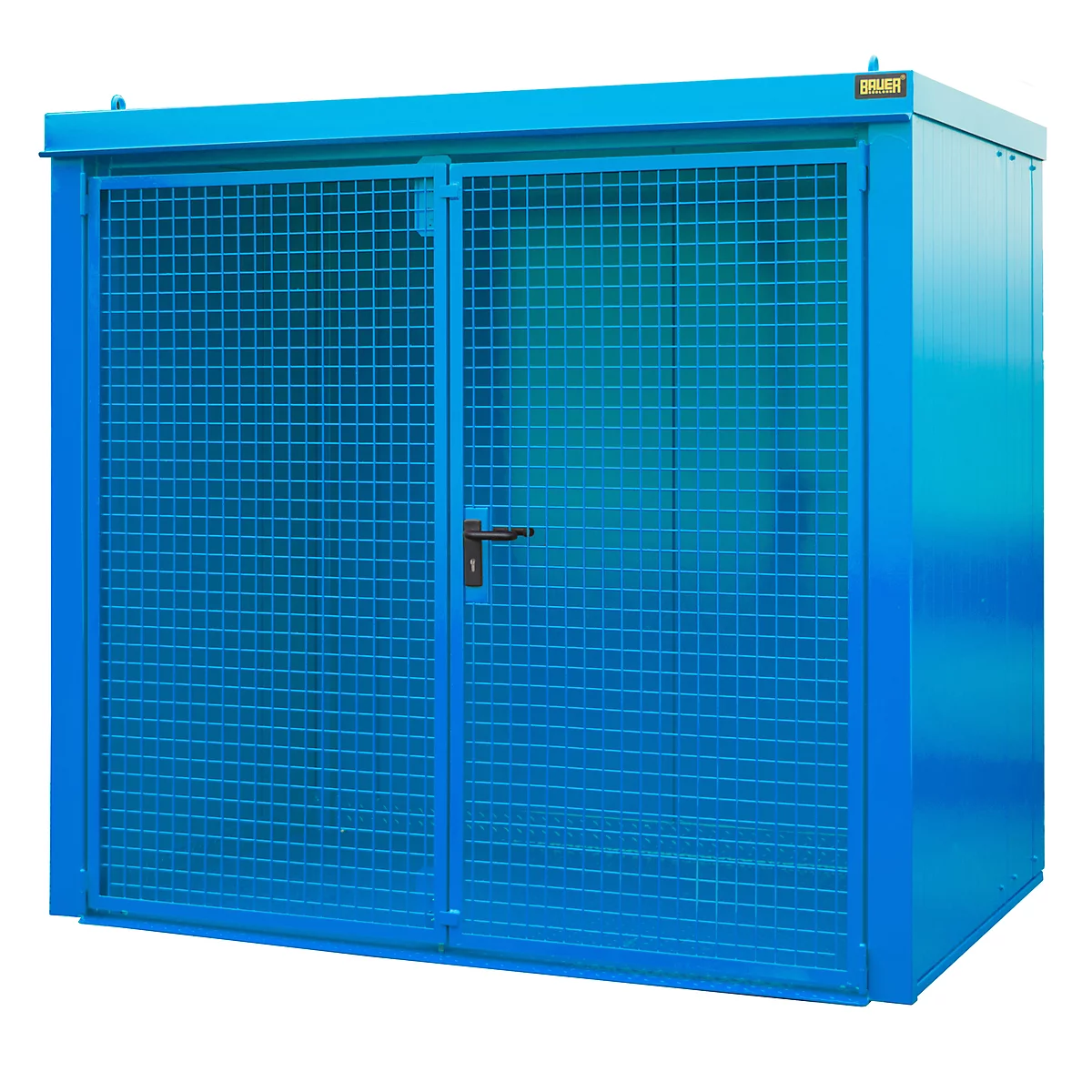 Gasflaschencontainer BAUER GFC-B M3, B 1570 x T 2425 x H 2265, für 45 Gasflaschen, feuerbeständig, abschließbar, blau