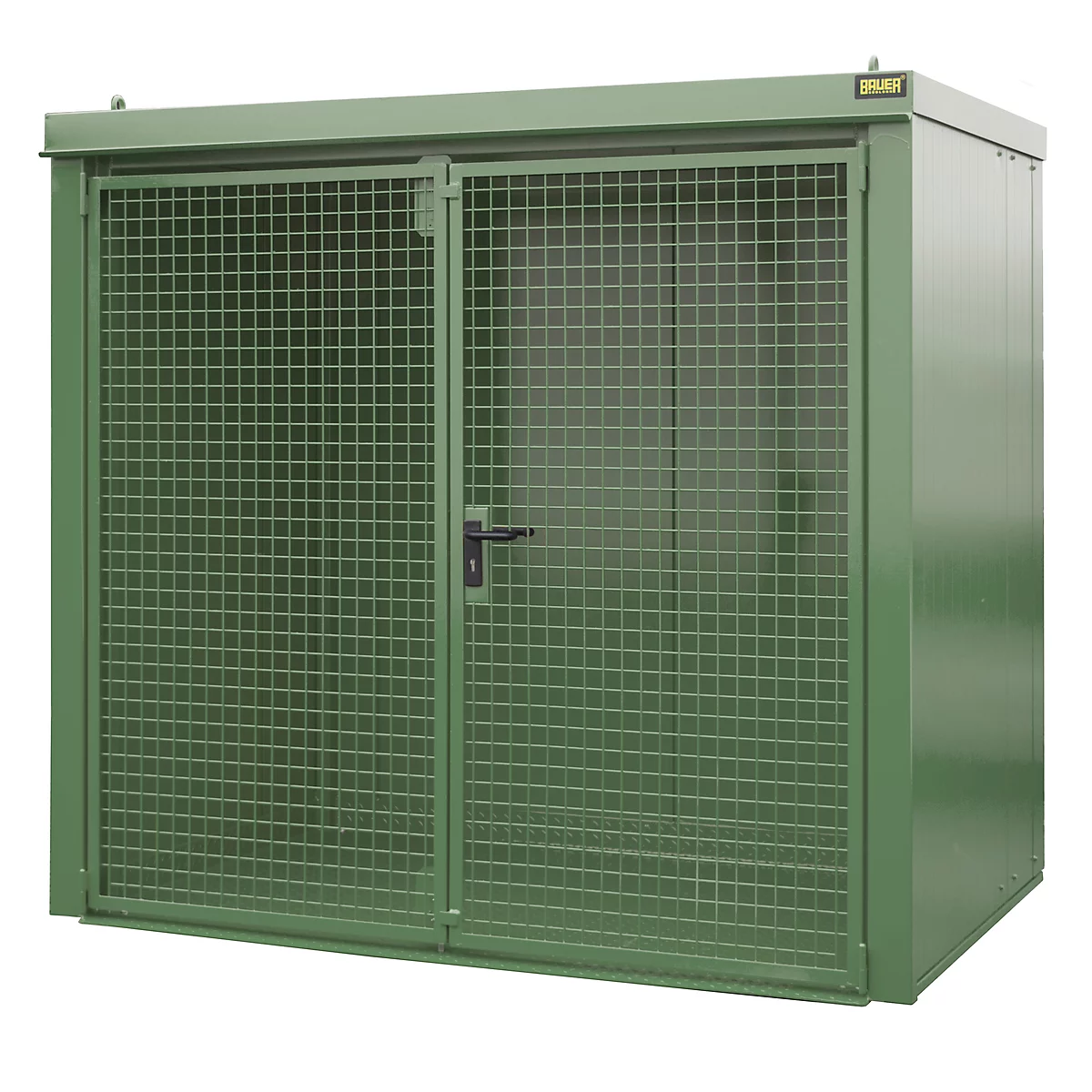 Gasflaschencontainer BAUER GFC-B M3, B 1570 x T 2425 x H 2265, für 45 Gasflaschen, feuerbeständig, abschließbar, grün
