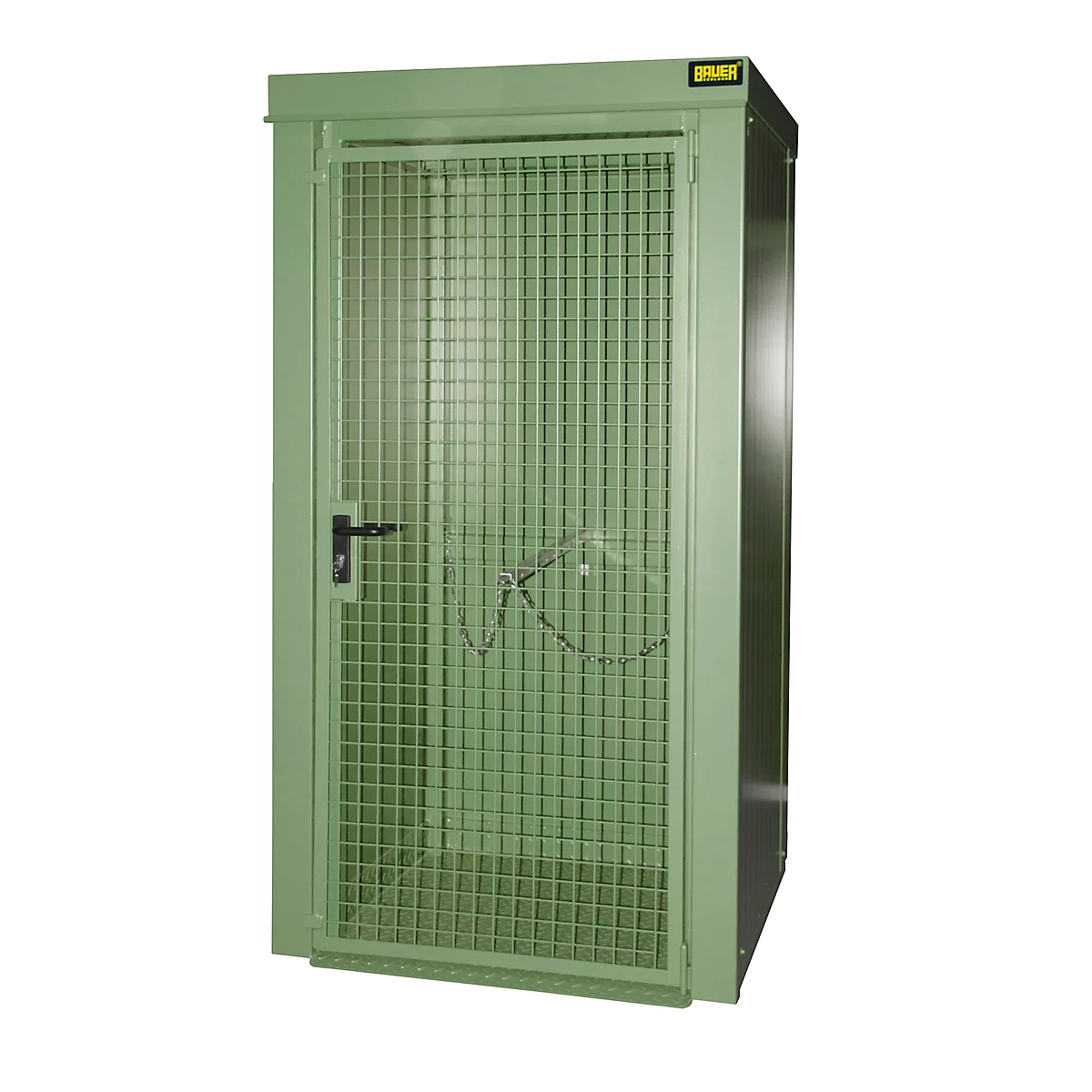 Gasflessencontainer BAUER GFC-B M0, B 1090 x D1185 x H 2205, voor 9 gasflessen, brandwerend, afsluitbaar, groen