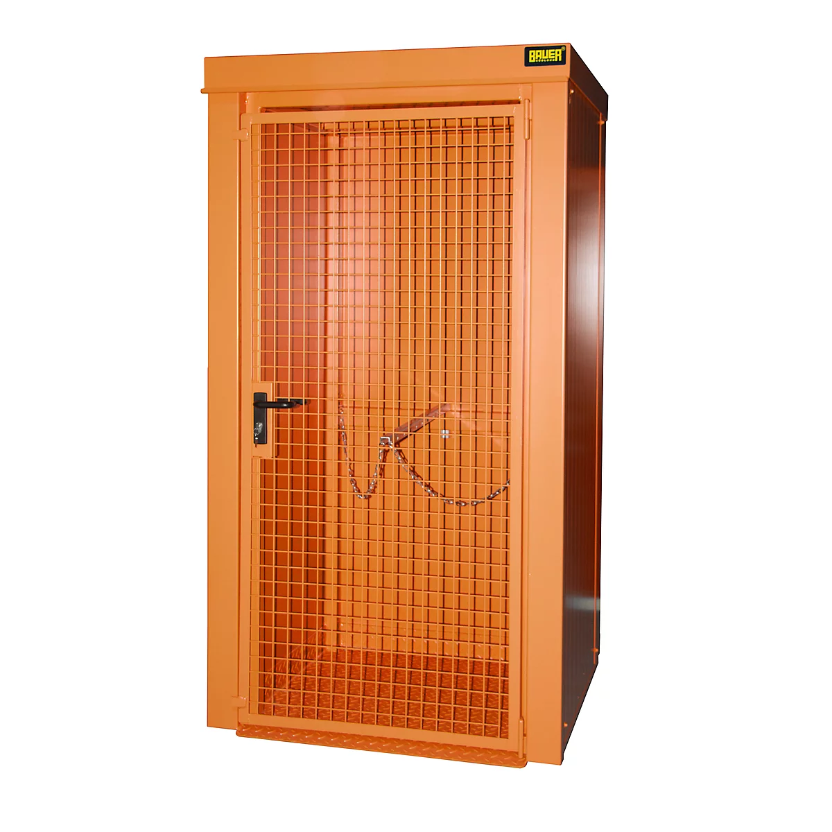 Gasflessencontainer BAUER GFC-B M0, B 1090 x D1185 x H 2205, voor 9 gasflessen, brandwerend, afsluitbaar, oranje