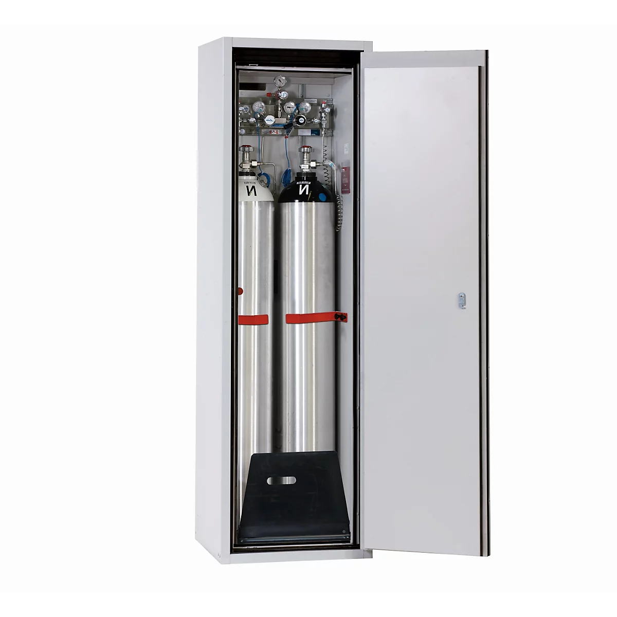 Gasflessenkast G-ULTIMATE-90 Standaard, scharnierende deurstop rechts, 2x 50 l cilinders, B 598 x D 615 x H 2050 mm