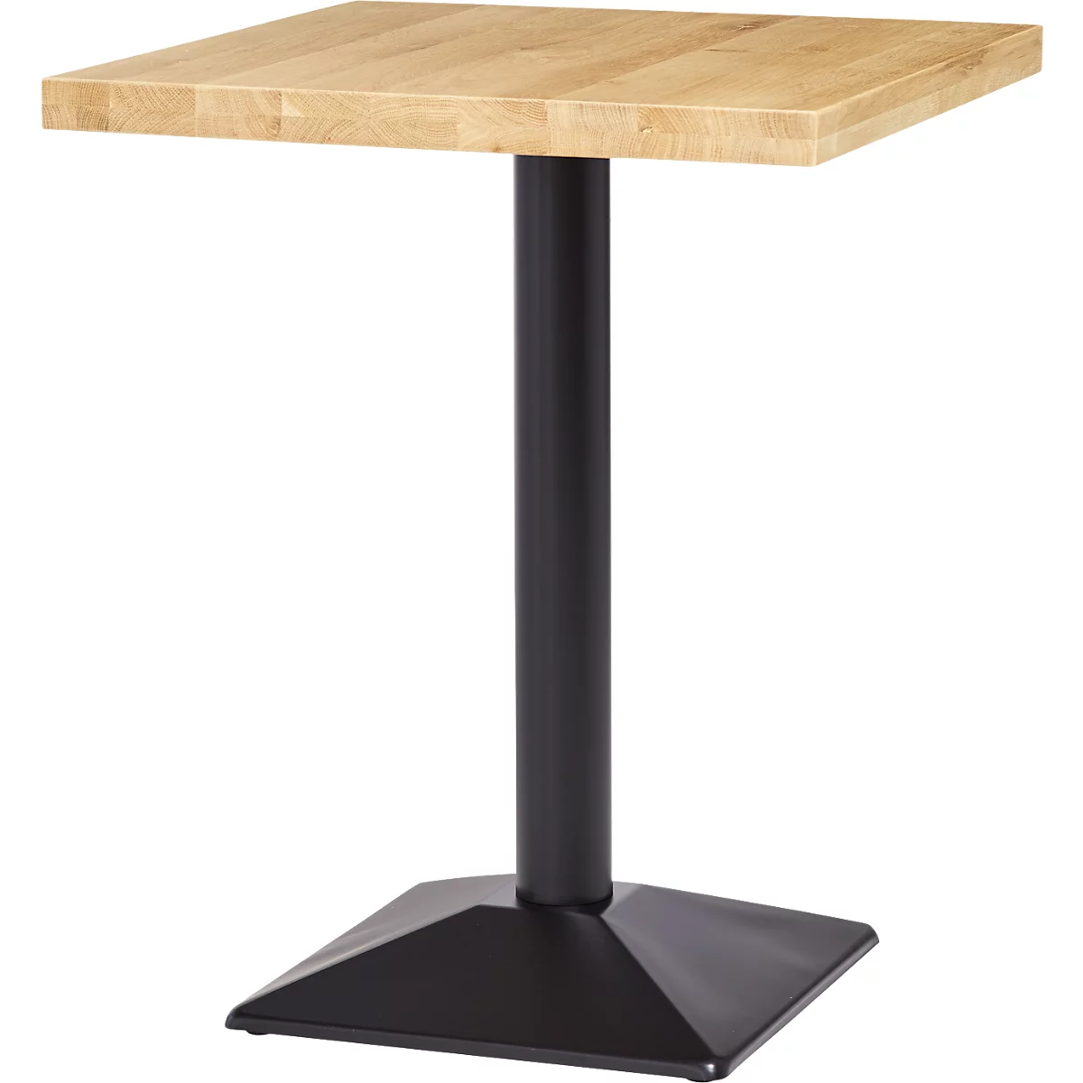 Gastrotafel, massief hout, frame met één kolom, B 600 x D 600 mm, eiken/zwart