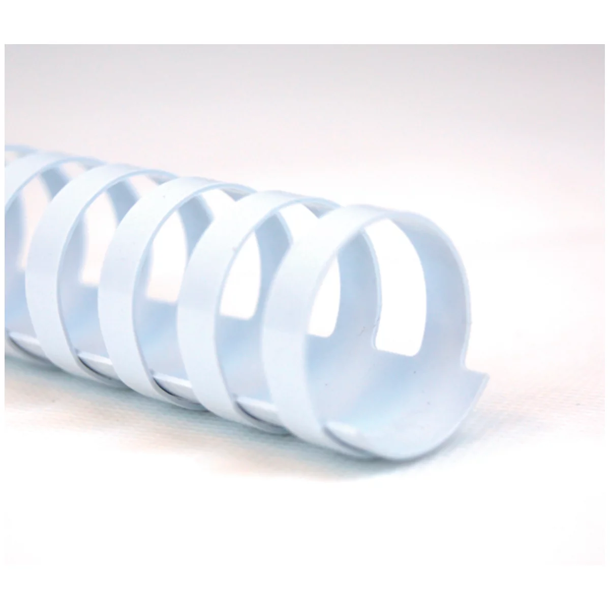 Close-up of a white spiral binding for documents.