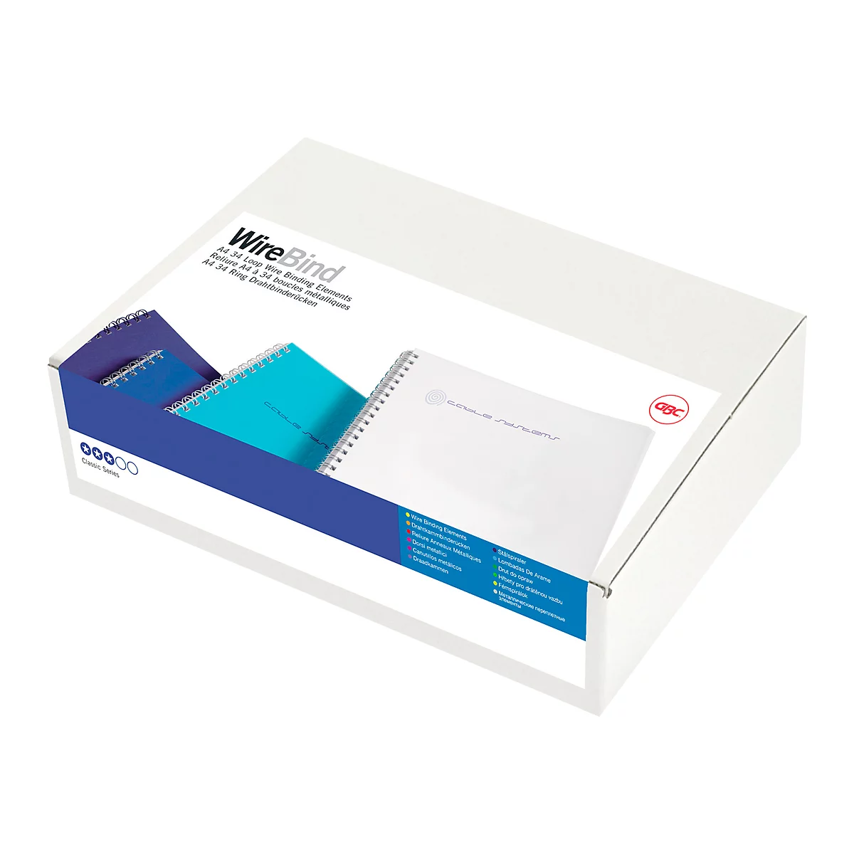 GBC Drahtbinderücken WireBind, A4, 34 Ringe, 14 mm für max. 125 Seiten, 100 Stück, schwarz