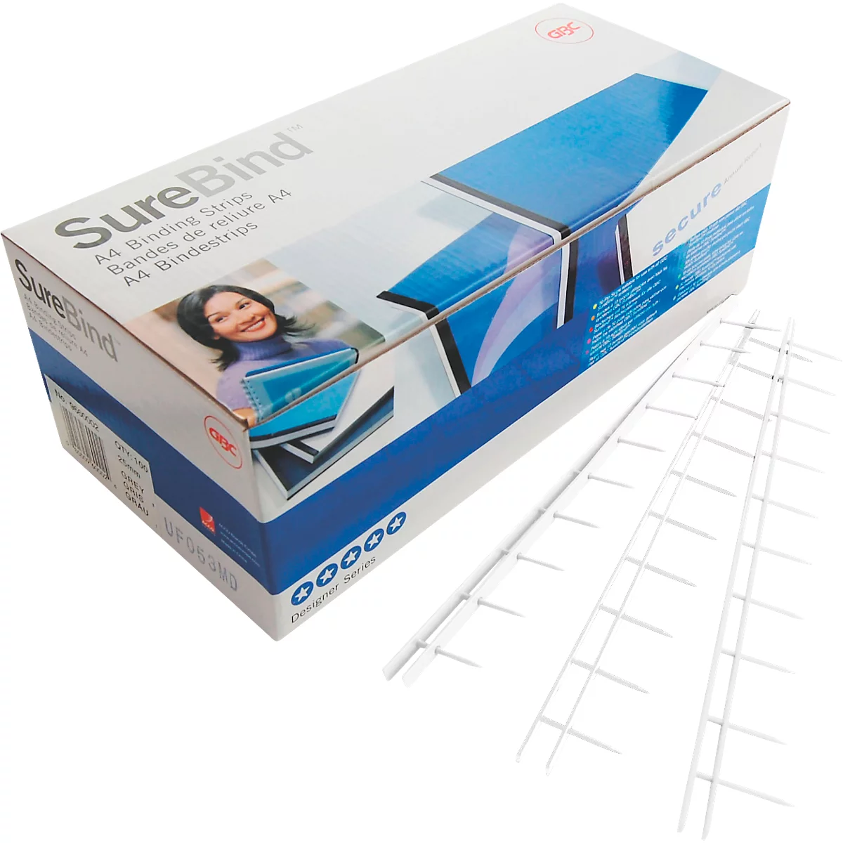 GBC SureBind® bindruggen, voor DIN A4, 25 mm, tot 250 vel, wit, 100 stuks