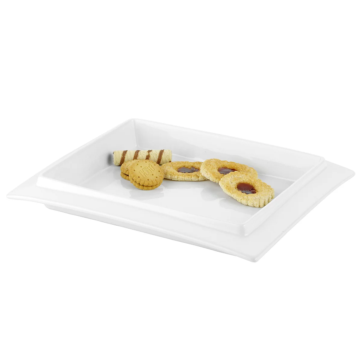 Gebäckschalen Betty, Hart-Porzellan, L 295 × B 235 mm, Spülmaschinenfest, weiß, 8 Stück