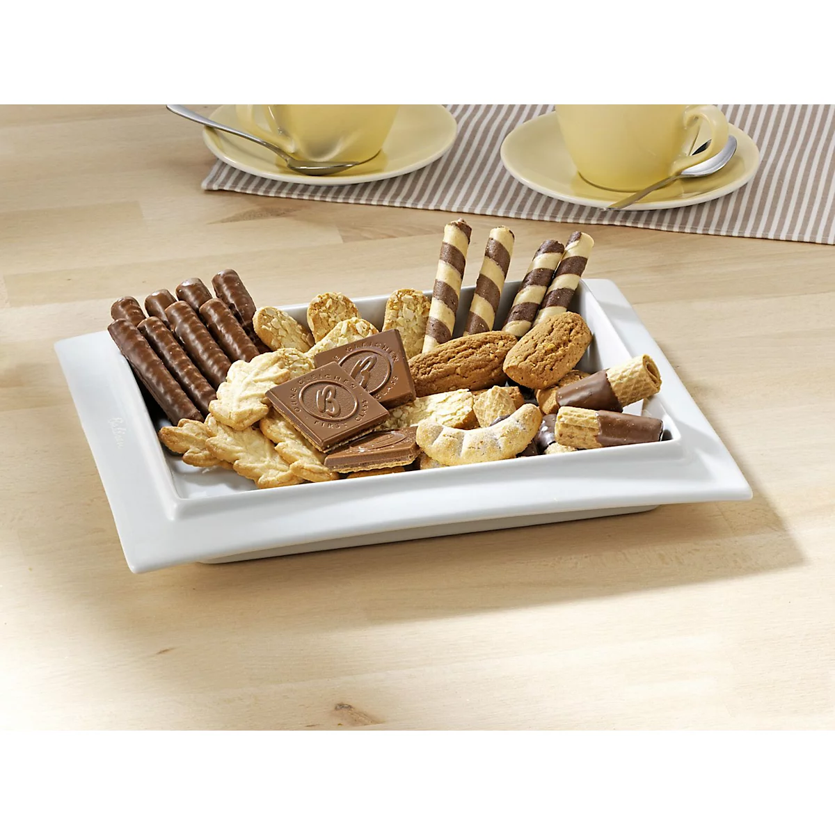 Gebäckschalen Betty, Hart-Porzellan, L 295 × B 235 mm, Spülmaschinenfest, weiß, 8 Stück