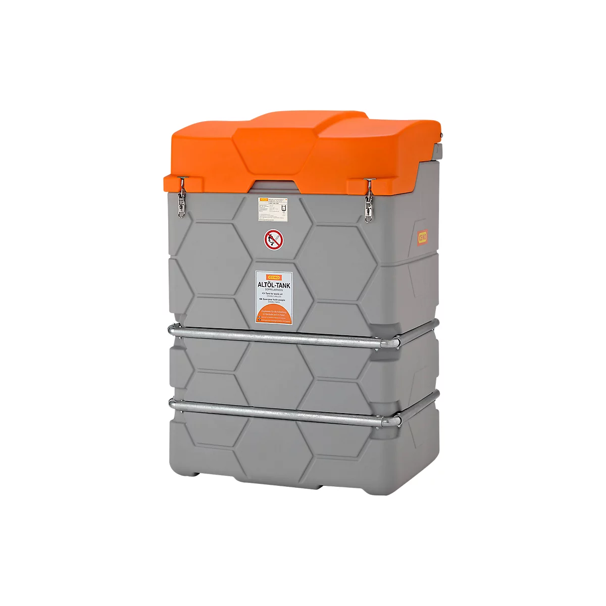Gebrauchtöltank CUBE, Komplettanlage, B1200xT800xH1800 mm, 1000 l, mit Schmutzsieb & Abtropffläche