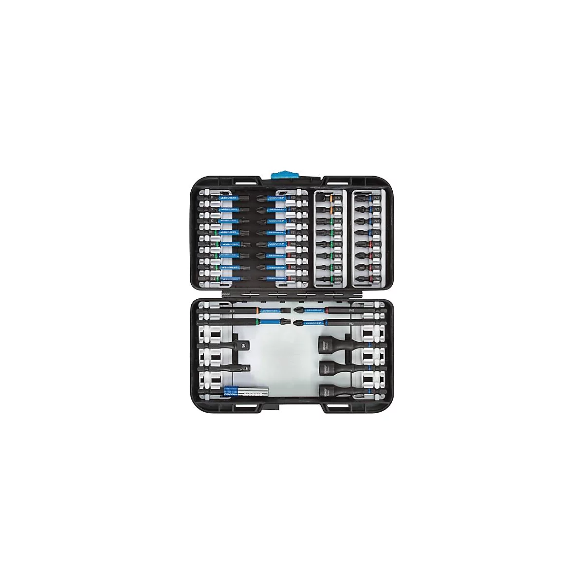Gedore Bit-Set 666-042, Aufbew. Kunststoffbox, 42-teilig, Schlitz/PH/PZD/TX/ 6Kt, B 190 x T 120 x H 45 mm